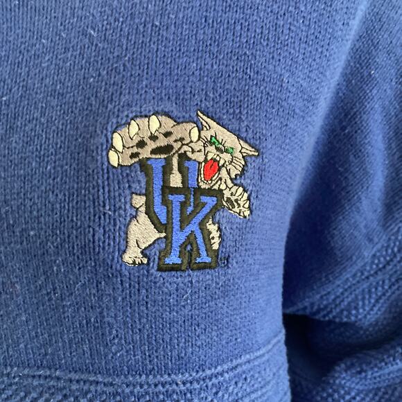 Vintage 80s University of Kentucky Sweater Mens Larg Wildcats Ncaa Football Blue - Picture 10 of 16